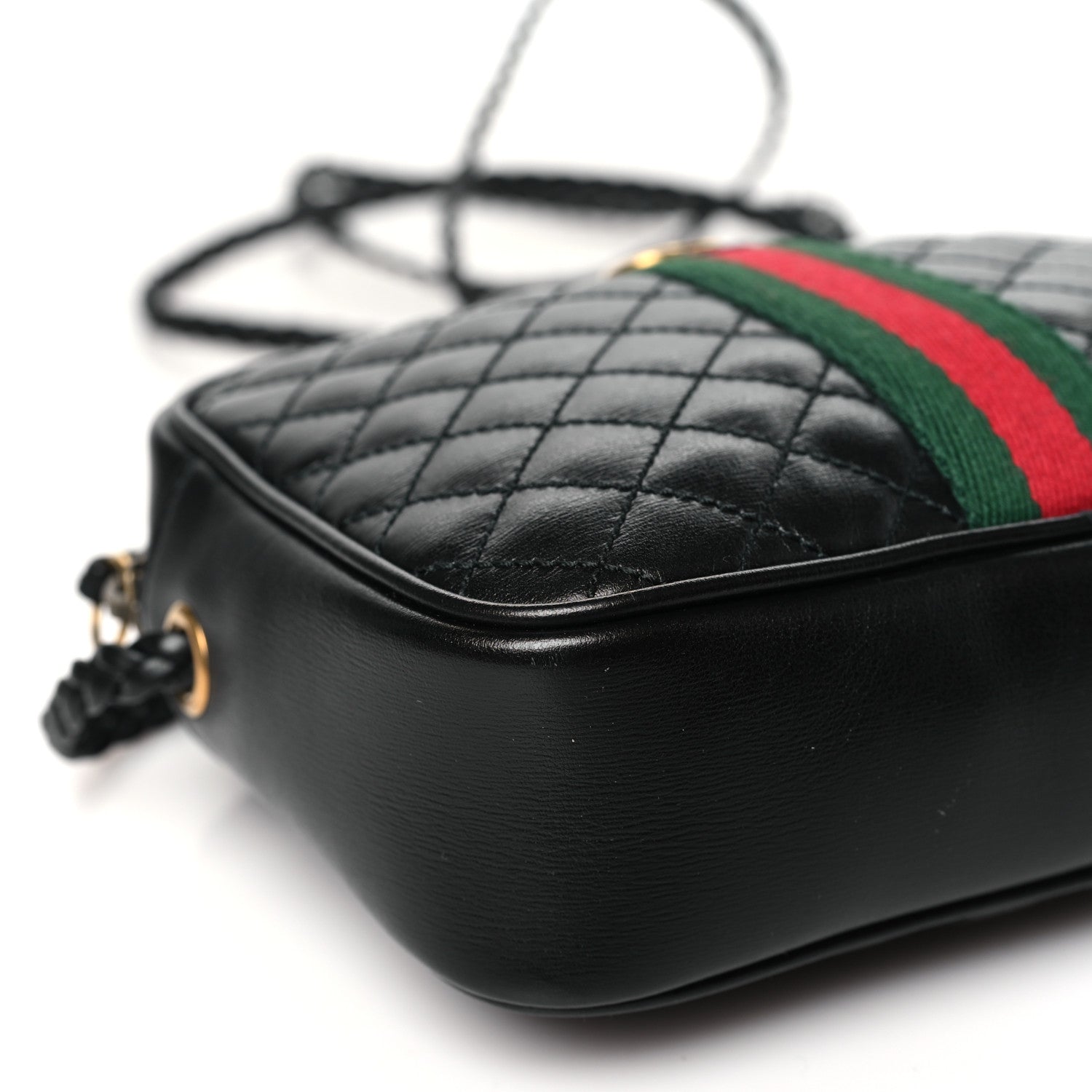 Gucci Calfskin Trapuntata Web Mini GG Shoulder Bag Black 9 of 11