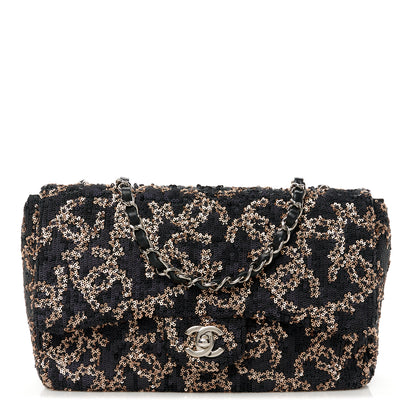 Chanel Sequin Medium Single Flap Black Gold 1 of 11