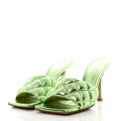 Bottega Veneta Metallic Nappa Reflection Matelasse Padded Mule Sandals 36.5 Pistachio 3 of 8