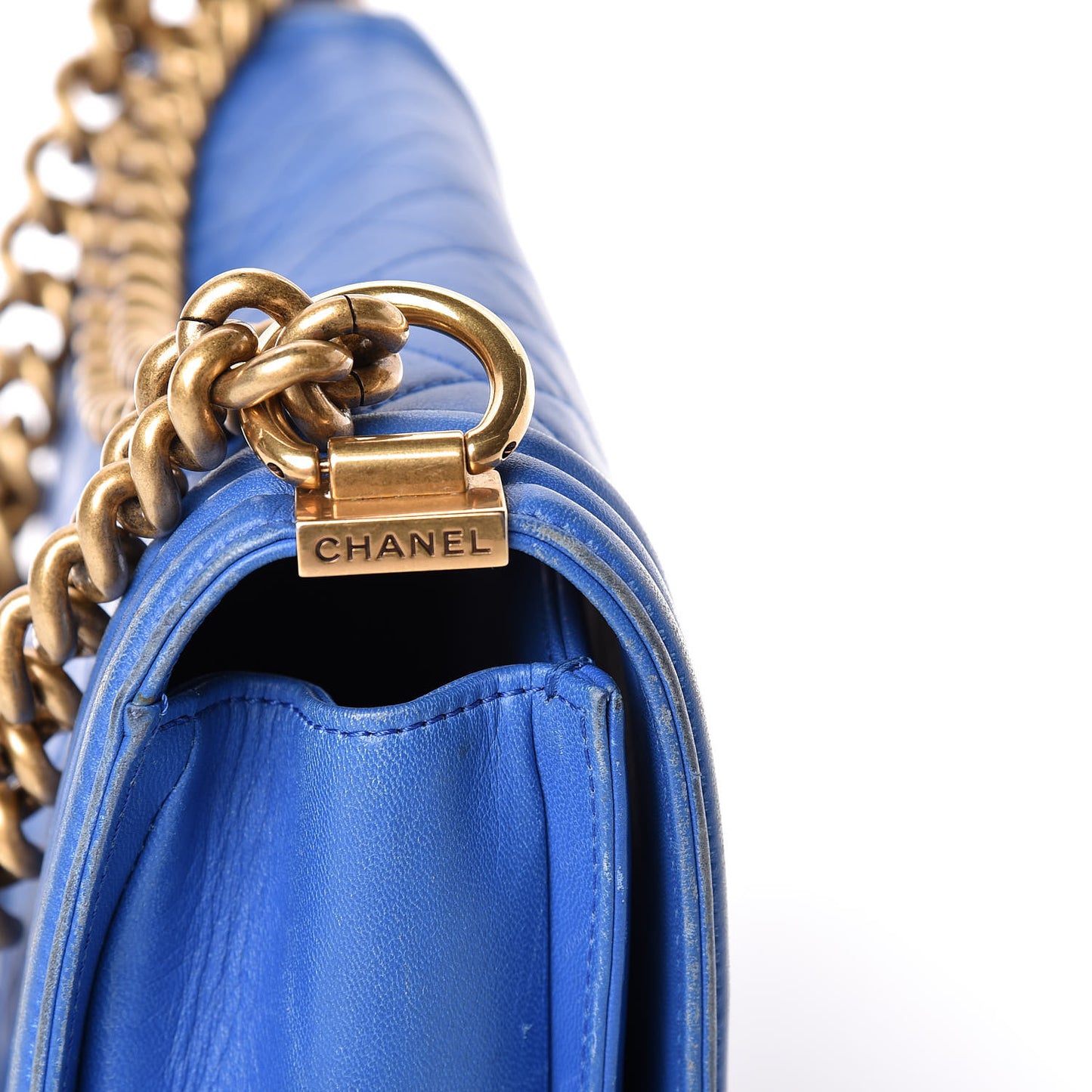 Lambskin Quilted Medium Boy Flap Blue