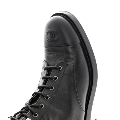 Chanel Calfskin Lace Up Combat Boots 41 Black 11 of 15