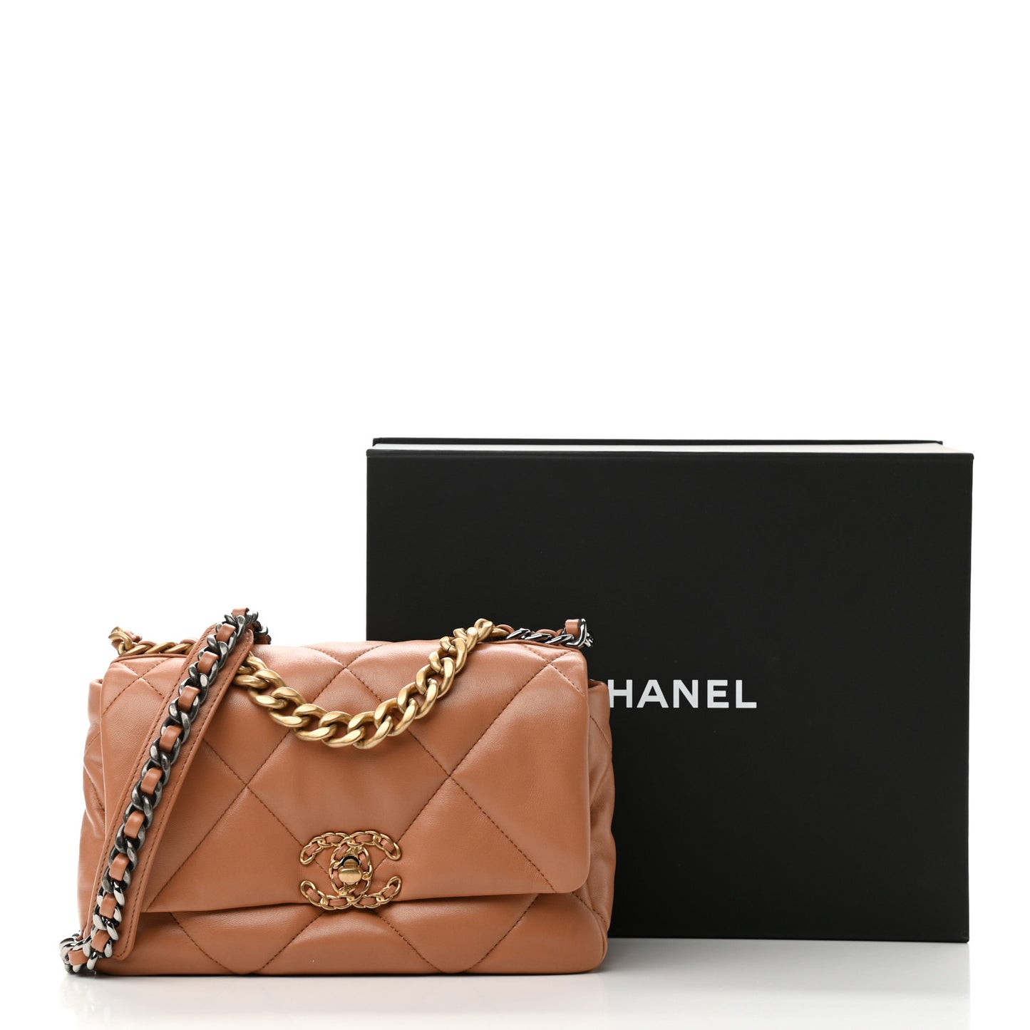 Lambskin Quilted Medium Chanel 19 Flap Brown