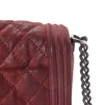 Chanel Iridescent Calfskin Quilted New Medium Gentle Boy Flap Dark Red 14 of 16
