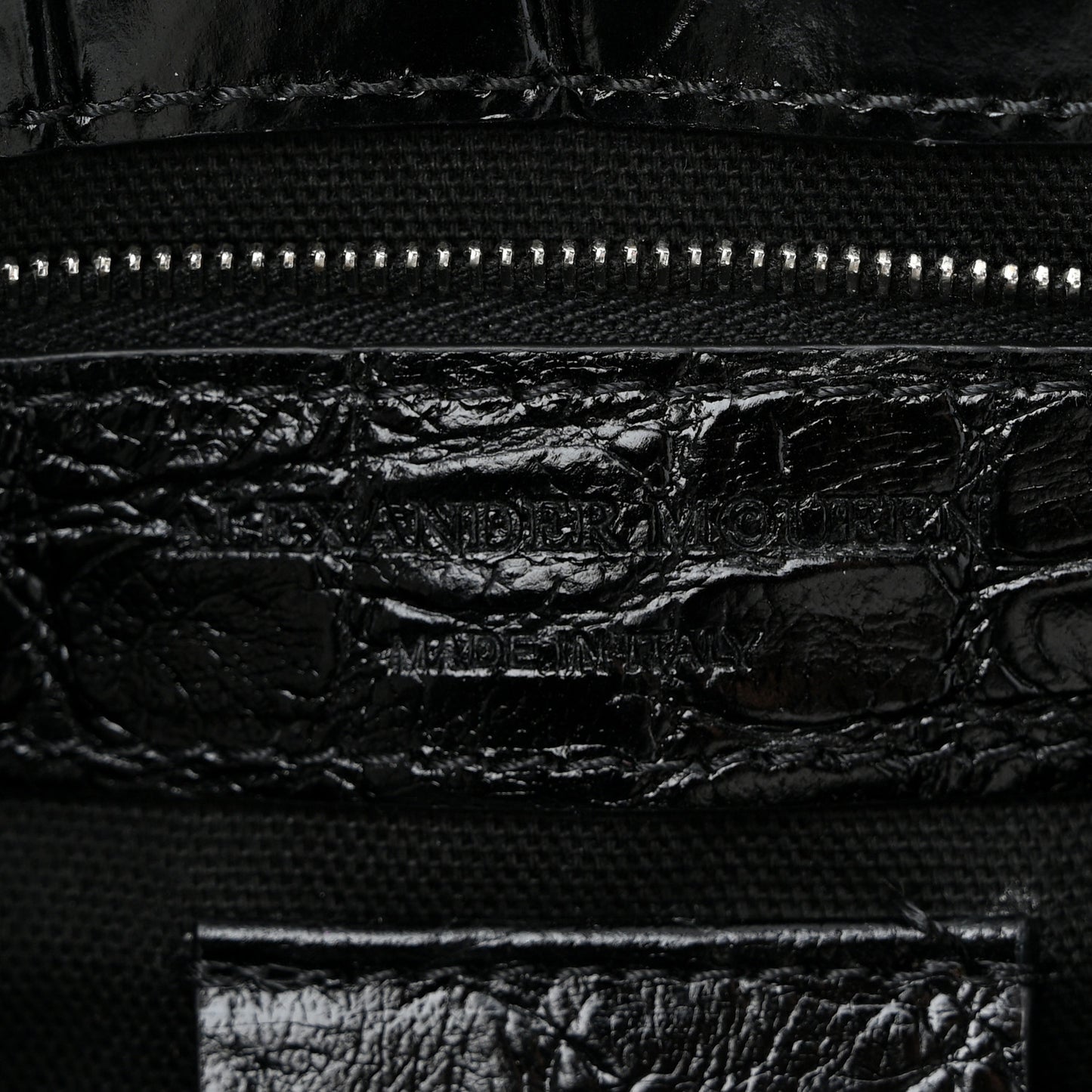 Calfskin Crocodile Embossed Tote Black
