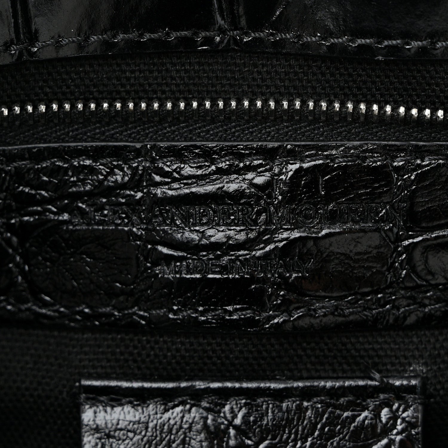 Alexander McQueen Calfskin Crocodile Embossed Tote Black 6 of 10