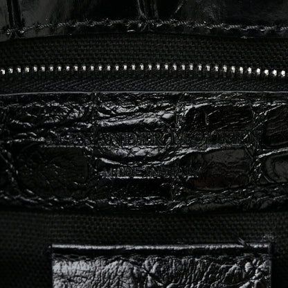 Alexander McQueen Calfskin Crocodile Embossed Tote Black 6 of 10