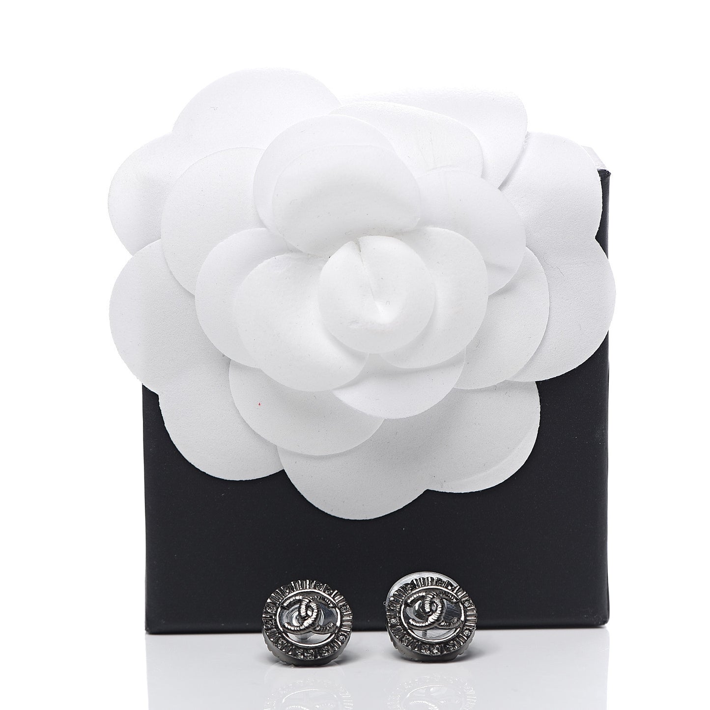 Ruthenium Crystal CC Round Earrings Silver