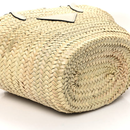 Prada Palmitto Vitello Woven Braided Large Basket Tote Bag Naturale White 9 of 11
