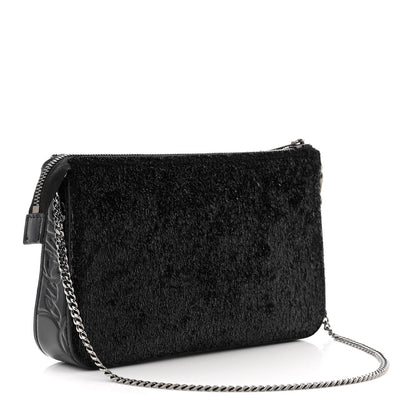 Christian Louboutin Patent Velour Loubila Chain Clutch Black 3 of 9