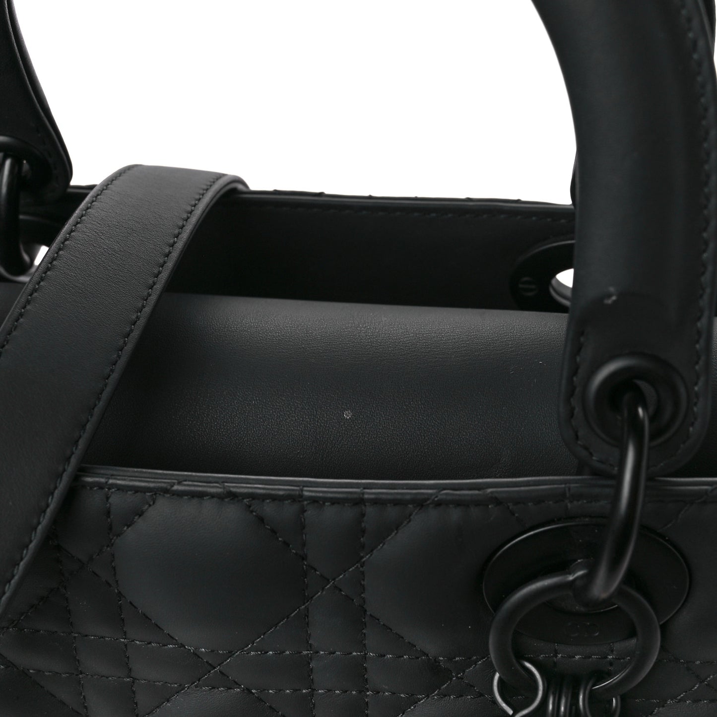 Ultra Matte Calfskin Cannage Large Lady Dior Black