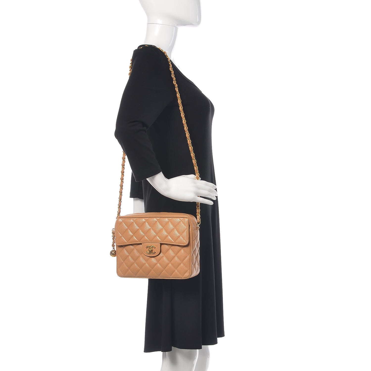 Chanel Caviar Quilted Camera Case Beige 2 of 13