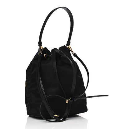 Prada Saffiano Tessuto Nylon Mini Bucket Crossbody Bag Black 2 of 12