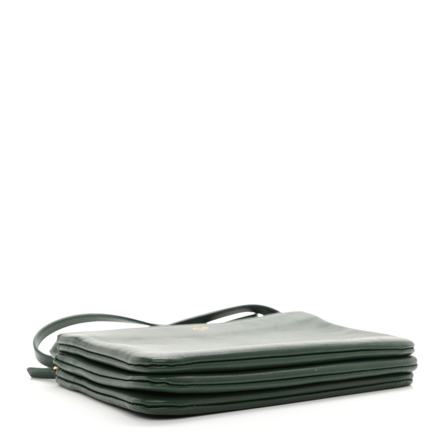 Celine Lambskin Small Trio Crossbody Bag Dark Green 3 of 8