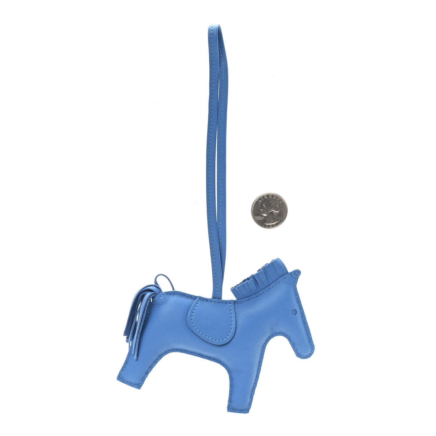 Hermes Milo Lambskin Grigri Rodeo Horse Bag Charm MM Bleu Zanzibar 2 of 4