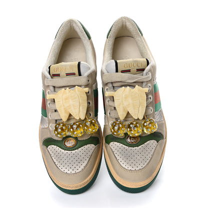 Gucci Nubuck Web Cherries Womens Screener Sneakers 37 Dusty Milk White Vintage Green 7 of 13