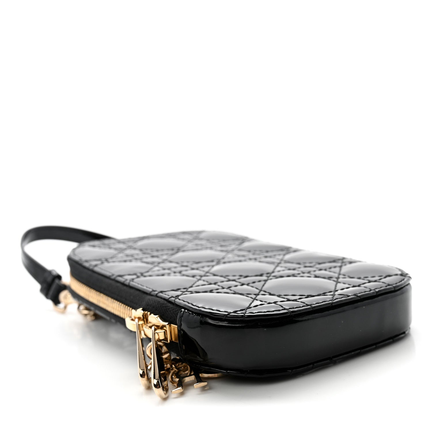 Christian Dior Patent Cannage Lady Dior Phone Holder Black 4 of 9