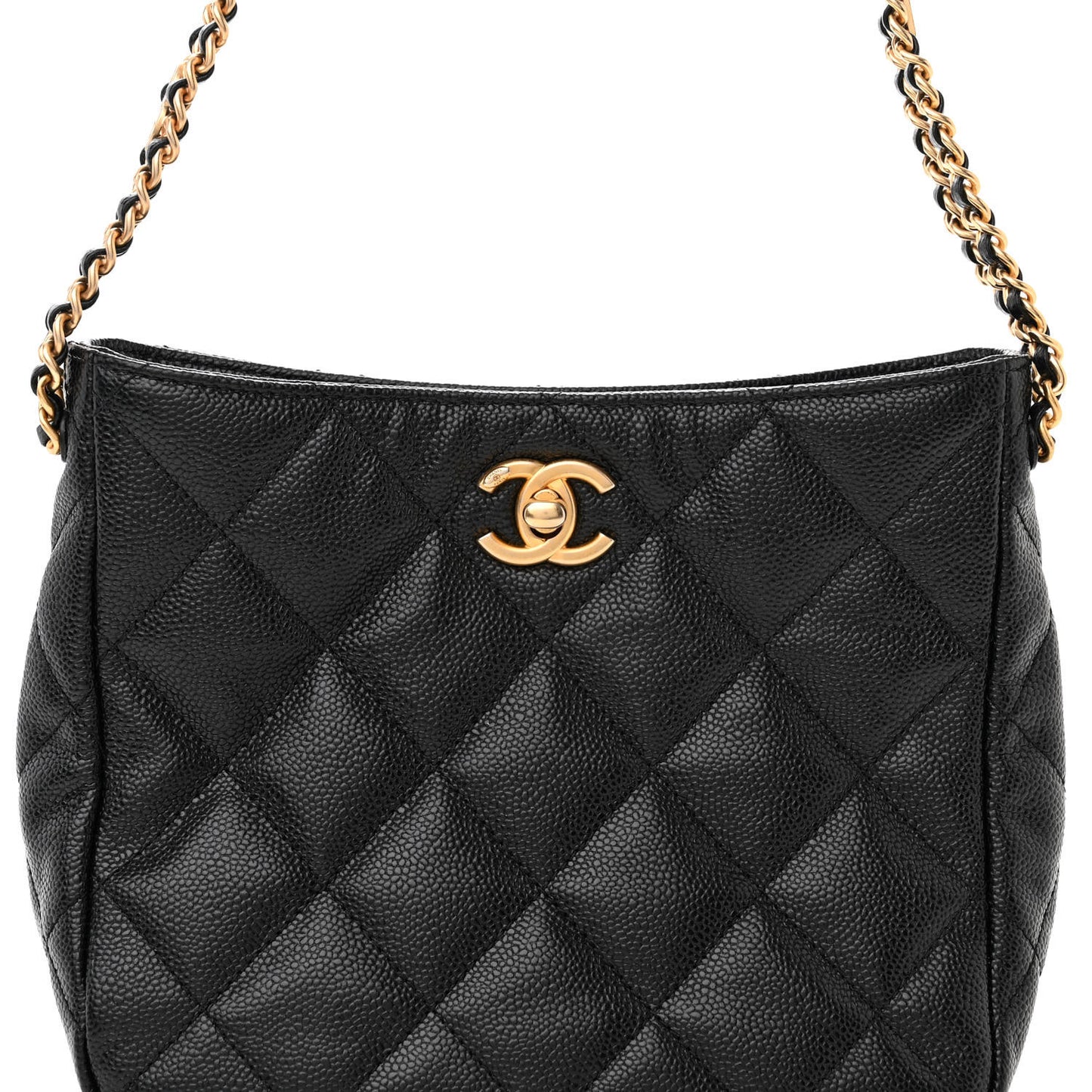 Caviar Quilted Small Pick Me Up Hobo Black
