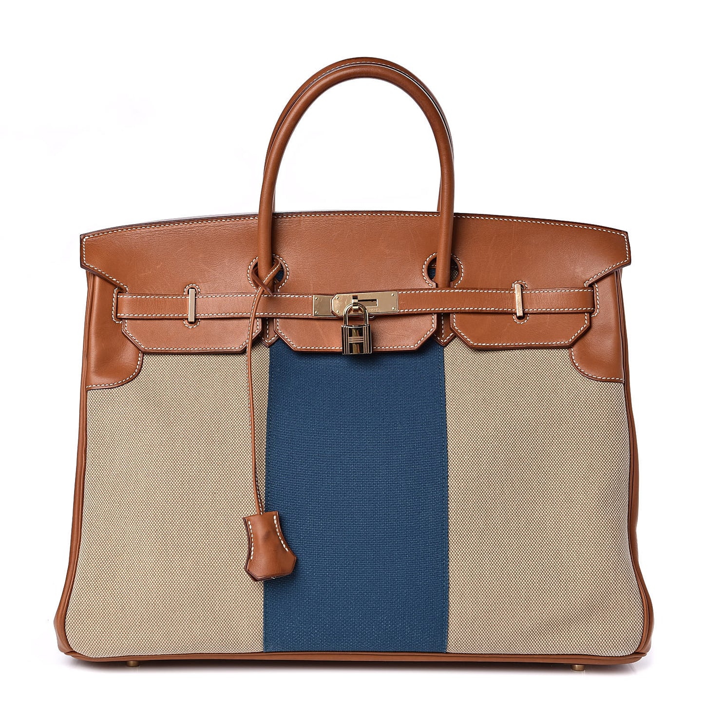 Toile Natural Barenia Flag Birkin 40 Fauve
