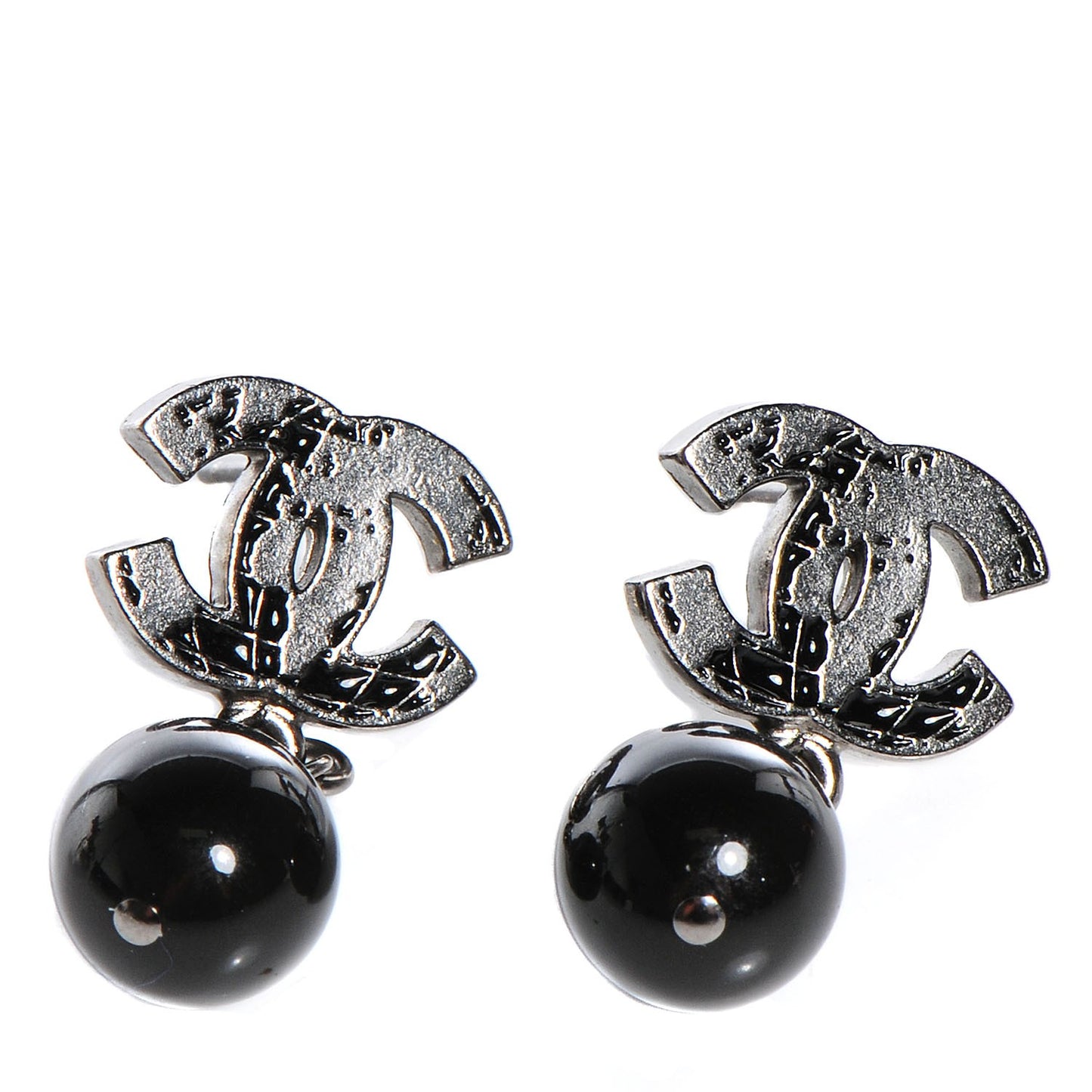 CC Globe Drop Earrings Ruthenium