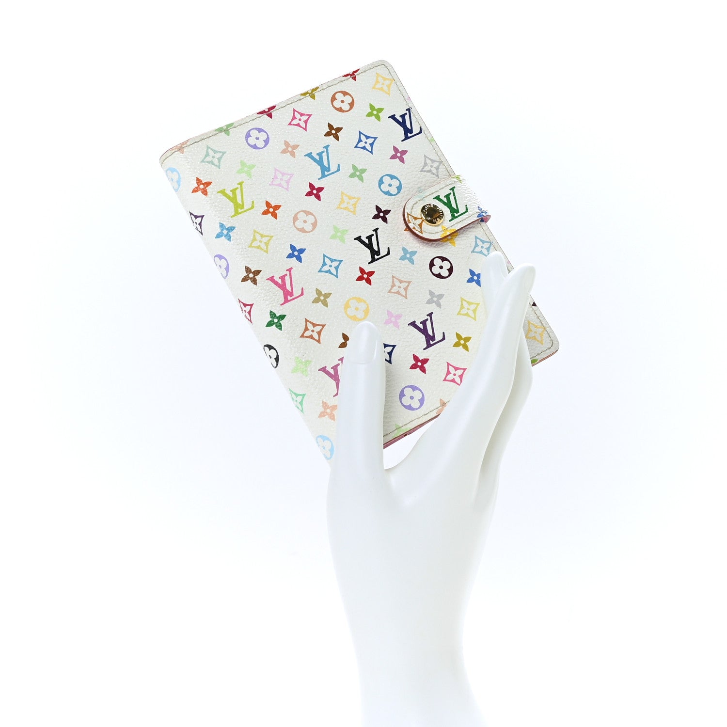 Louis Vuitton Monogram Multicolor Small Ring Agenda Cover White Litchi 2 of 6