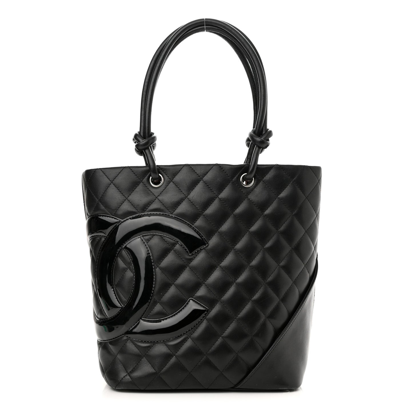 Calfskin Quilted Medium Cambon Tote Black
