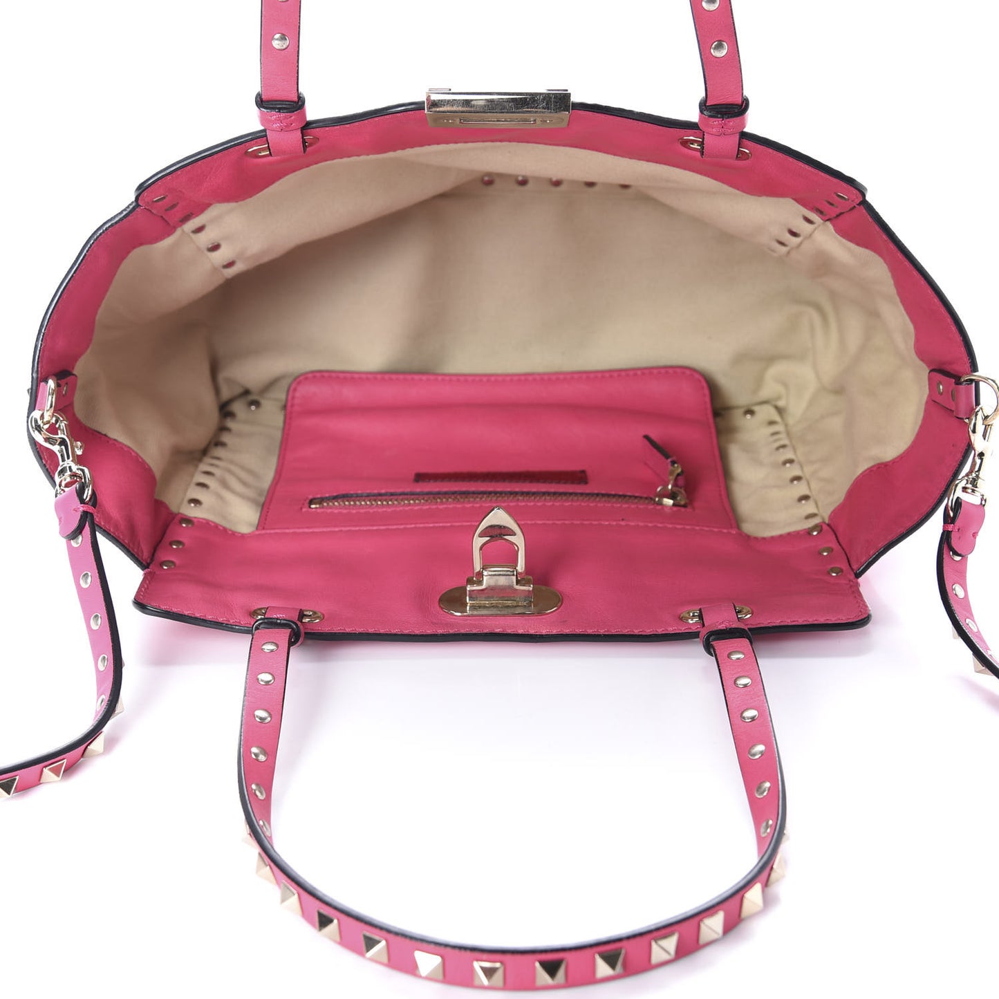 Vitello Small Rockstud Tote Deep Cyclamin