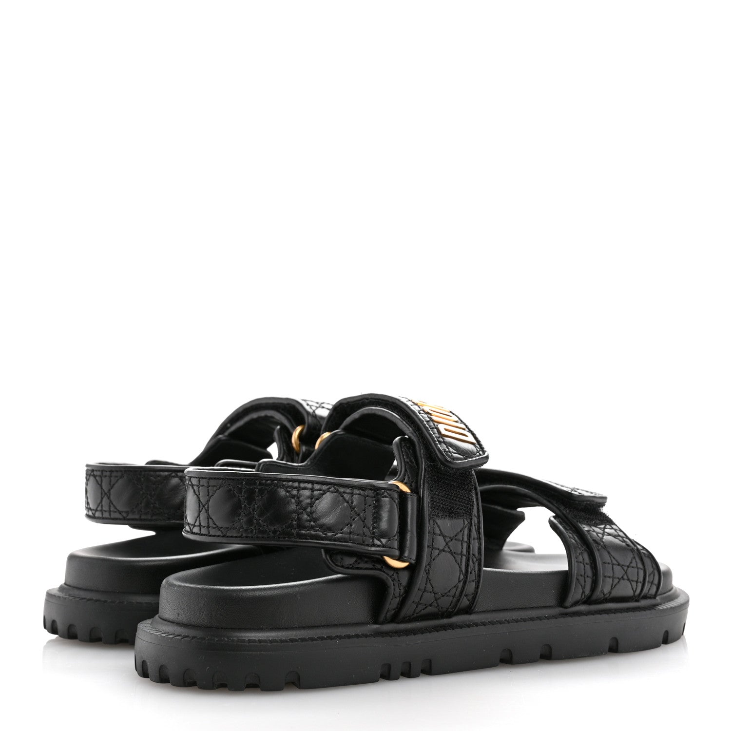Christian Dior Calfskin Cannage Dioract 10mm Sandals 37 Black 5 of 12