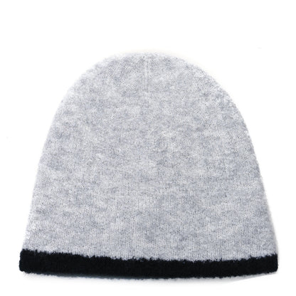 Chanel Cashmere Silk CC Beanie Hat Grey Black 3 of 5