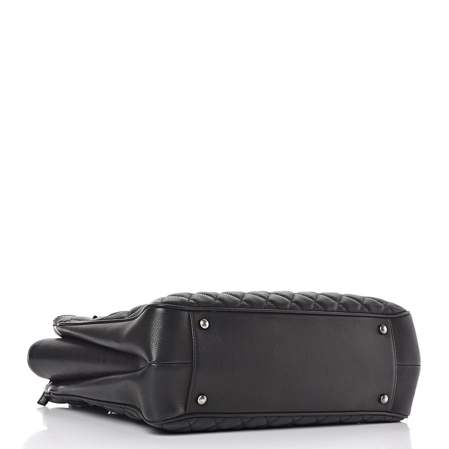 Caviar Quilted City Shopping Tote Black