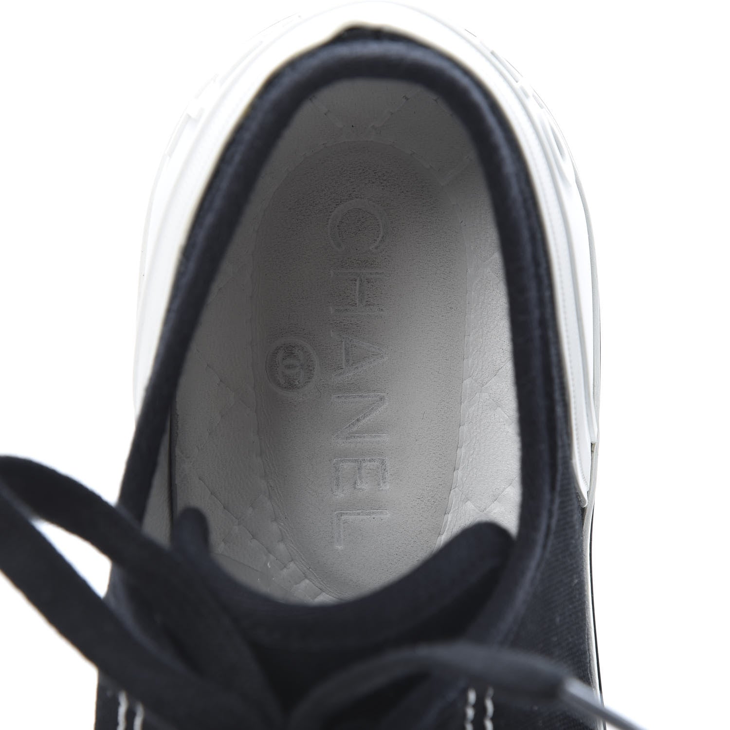 Chanel Canvas Lace Up Cap Toe Sneakers 40 Navy 9 of 12