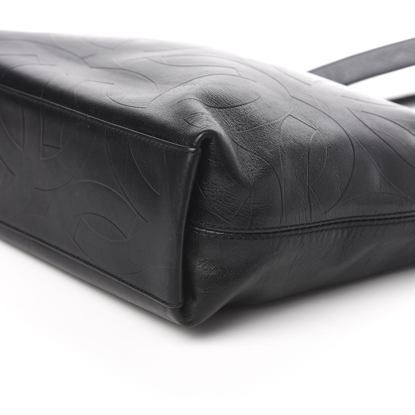 Calfskin Embossed CC Shoulder Bag Black