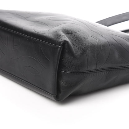 Chanel Calfskin Embossed CC Shoulder Bag Black 9 of 10
