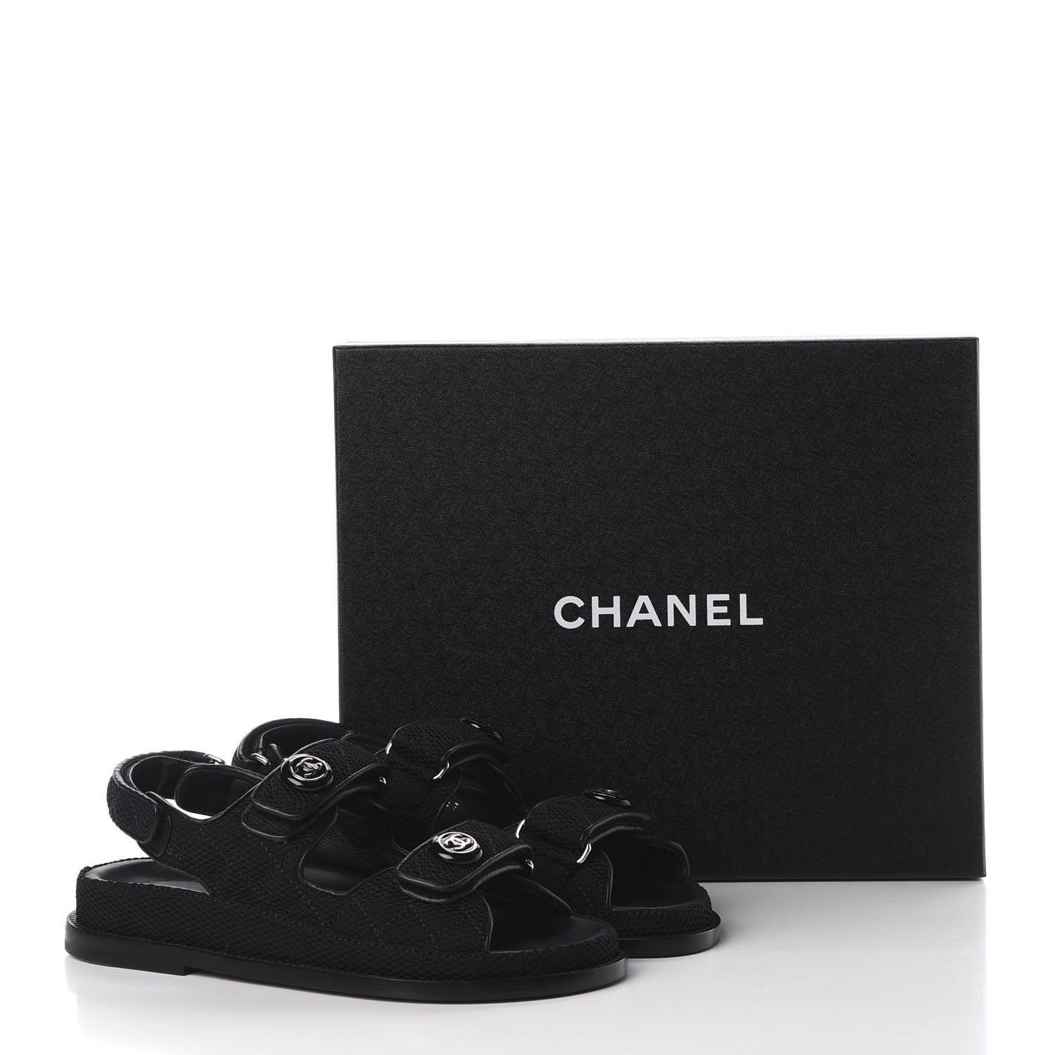 Chanel Fabric Velcro Dad Sandals 36 Black 12 of 12