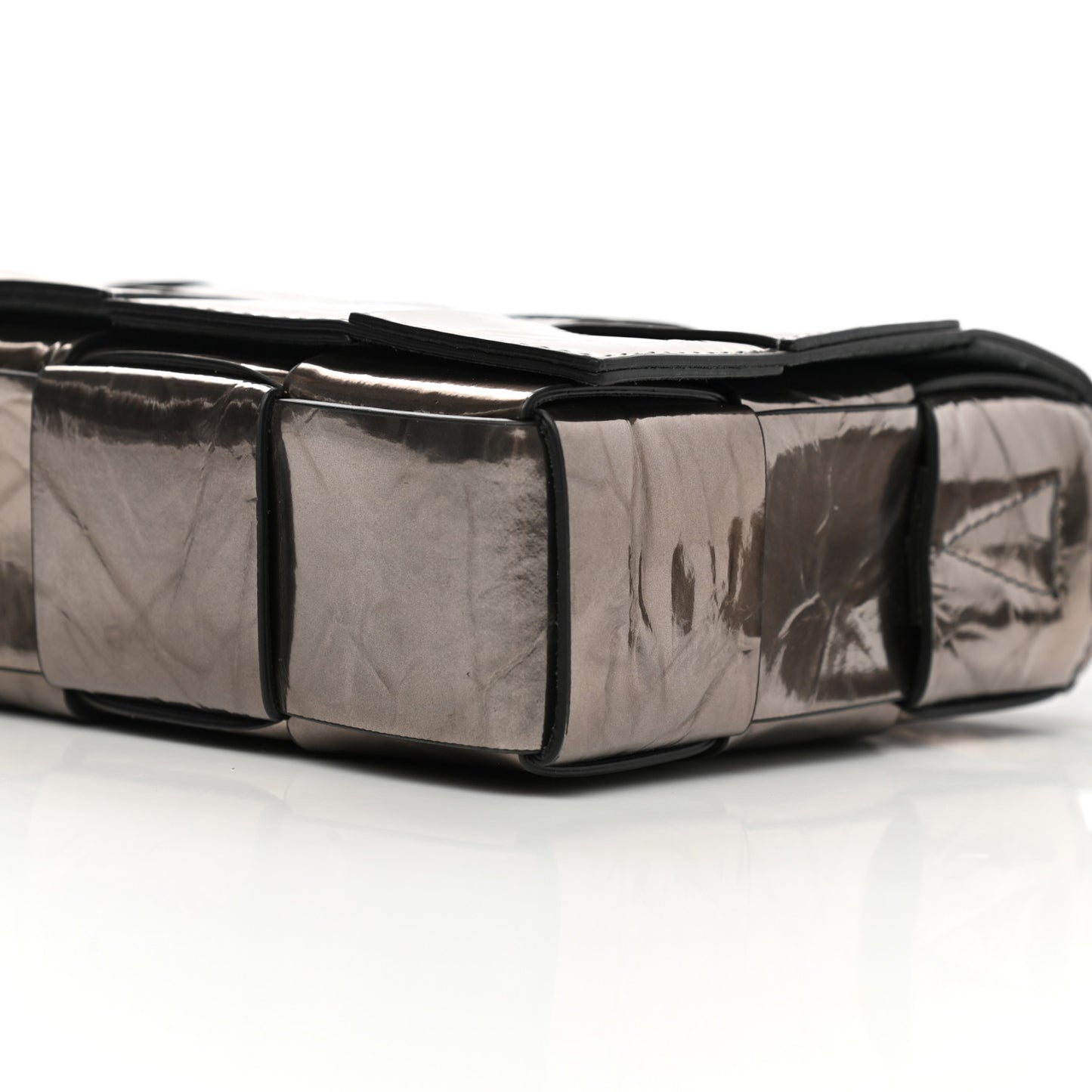 Metallic Crushed Calfskin Maxi Intrecciato Cassette Crossbody Bag Anchor