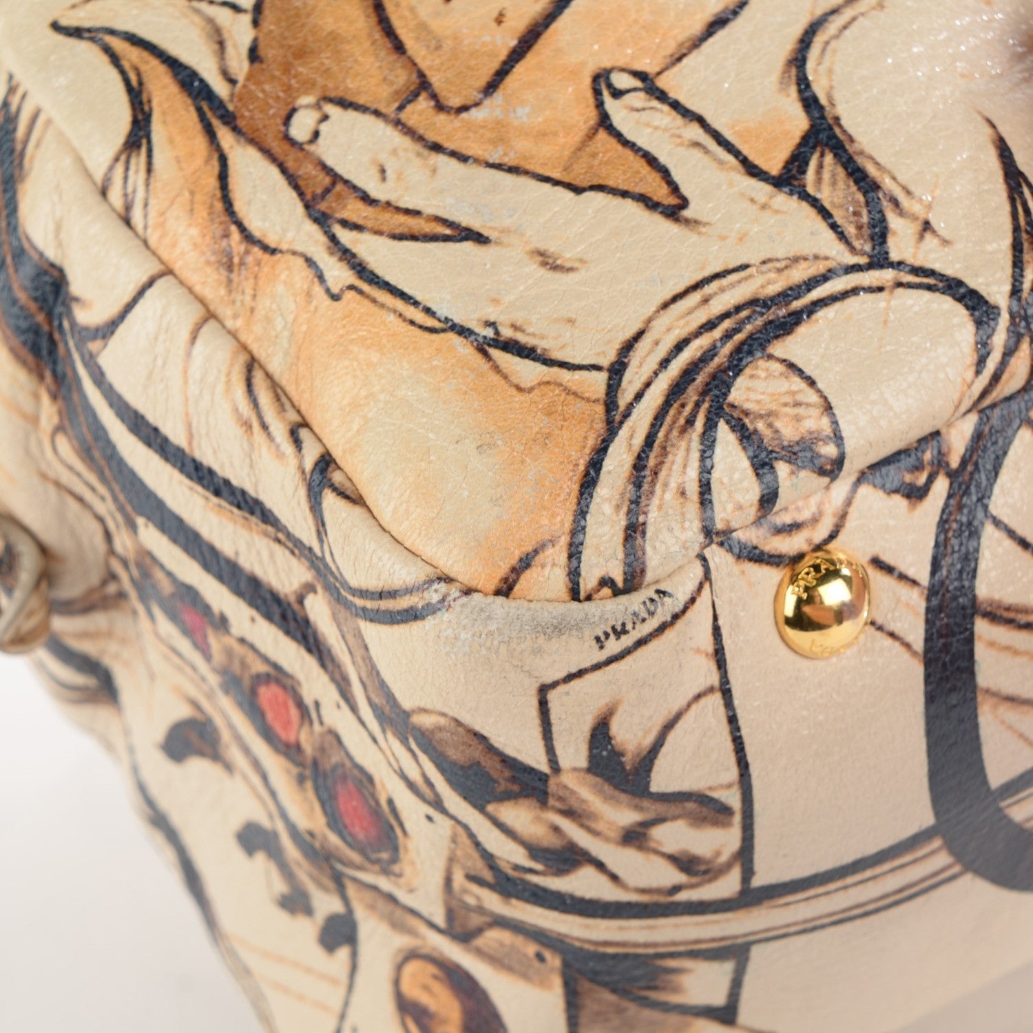 Prada X JAMES JEAN Cervo Lux Fairy Print Large Double Handle Boston Bag Prugna 18 of 19
