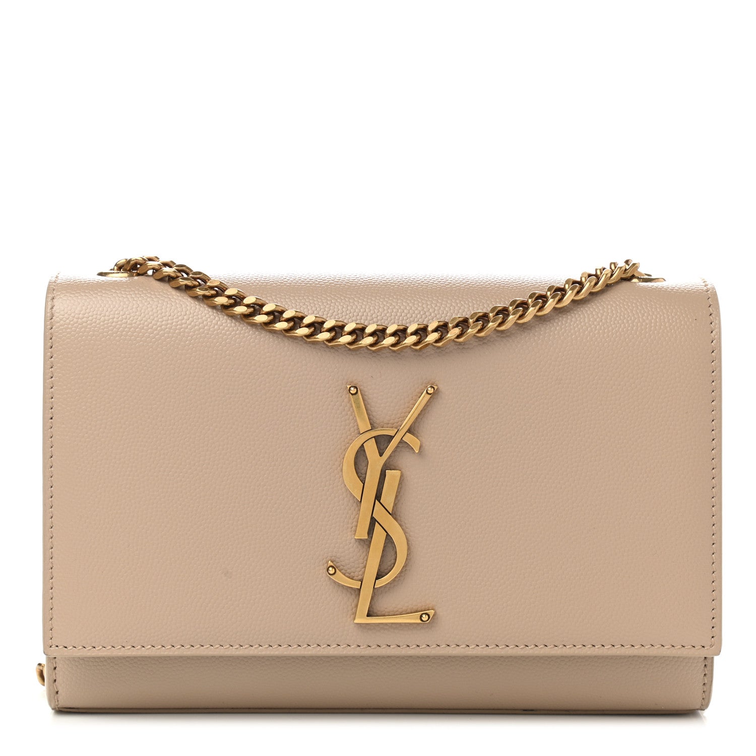 Saint Laurent Grain De Poudre Small Monogram Kate Satchel Dark Beige 1 of 12