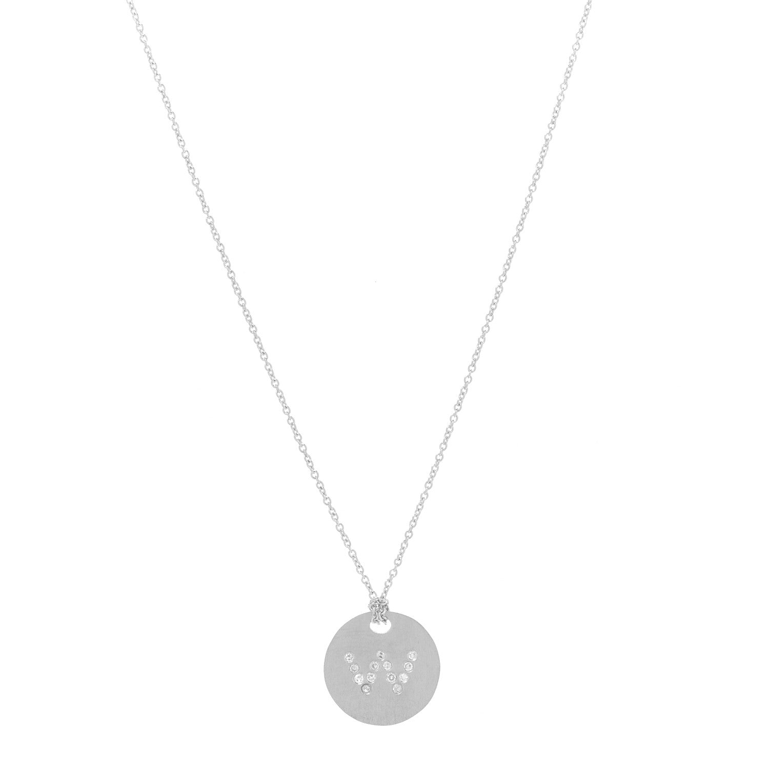 Roberto Coin 18K White Gold Diamond Tiny Treasures Initial W Pendant Necklace 1 of 7