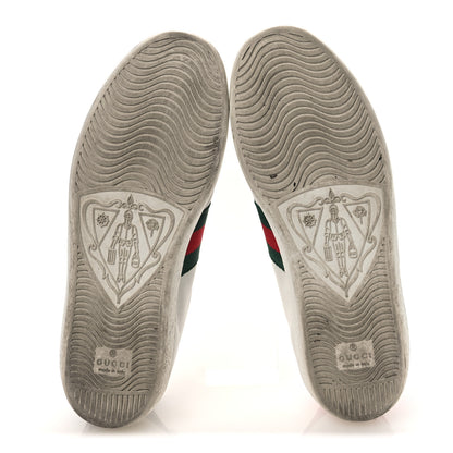 Gucci Calfskin Ayers Bee Embroidered Womens Ace Sneakers 36 White Green 7 of 14