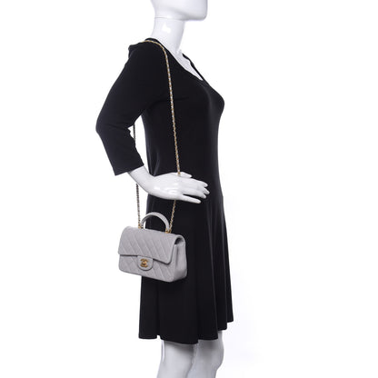 Chanel Lambskin Quilted Mini Top Handle Rectangular Flap Grey 2 of 11