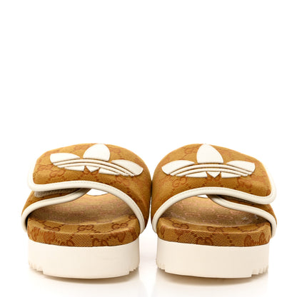 Gucci X ADIDAS Vintage GG Monogram Platform Sandals 38 Mid Natural Nut Off White 2 of 8