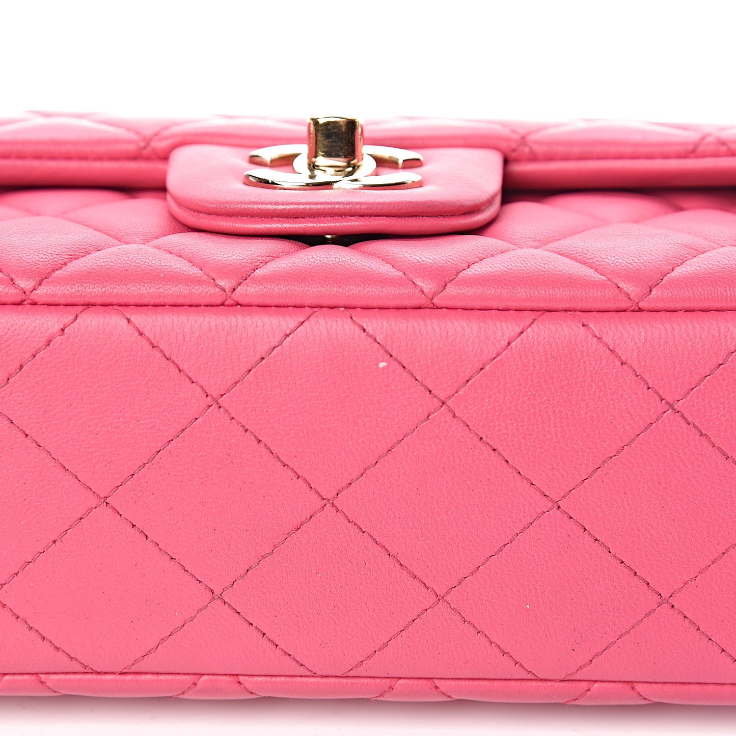 Lambskin Quilted Mini Rectangular Flap Dark Pink