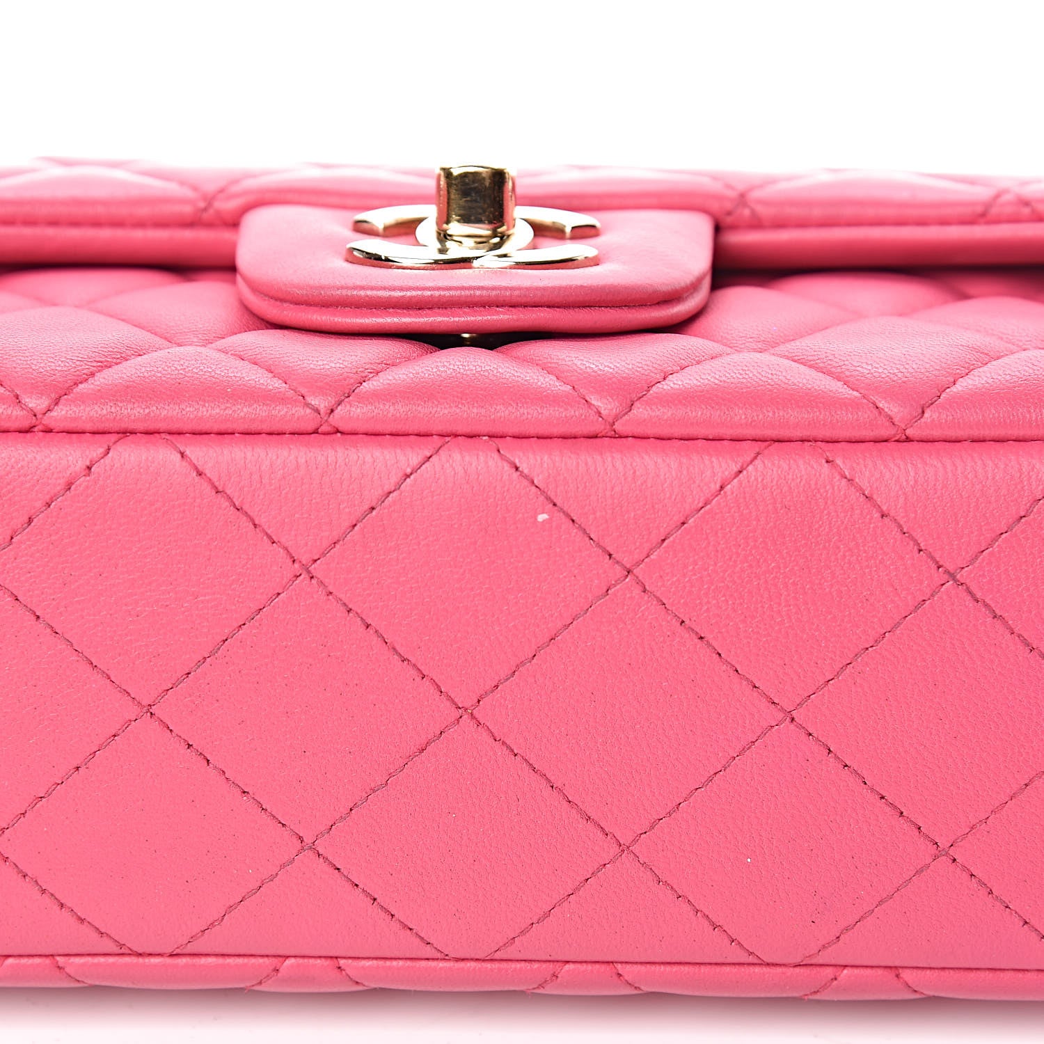 Chanel Lambskin Quilted Mini Rectangular Flap Dark Pink 12 of 13