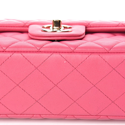 Chanel Lambskin Quilted Mini Rectangular Flap Dark Pink 12 of 13