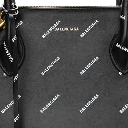 Balenciaga Calfskin Allover Logo M Ville Top Handle Bag Black 8 of 11