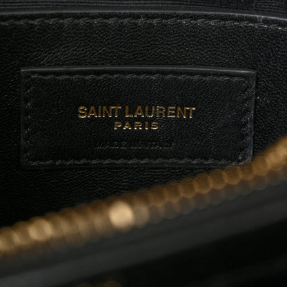 Saint Laurent Sheepskin Matelasse Chevron Monogram Medium College Bag Black 8 of 12