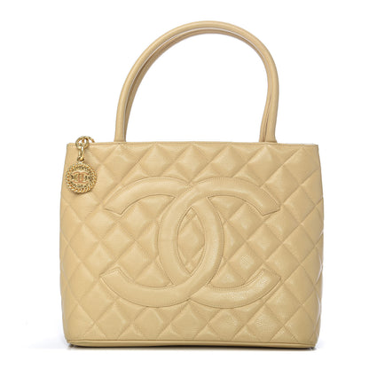 Chanel Caviar Quilted Medallion Tote Beige 1 of 14