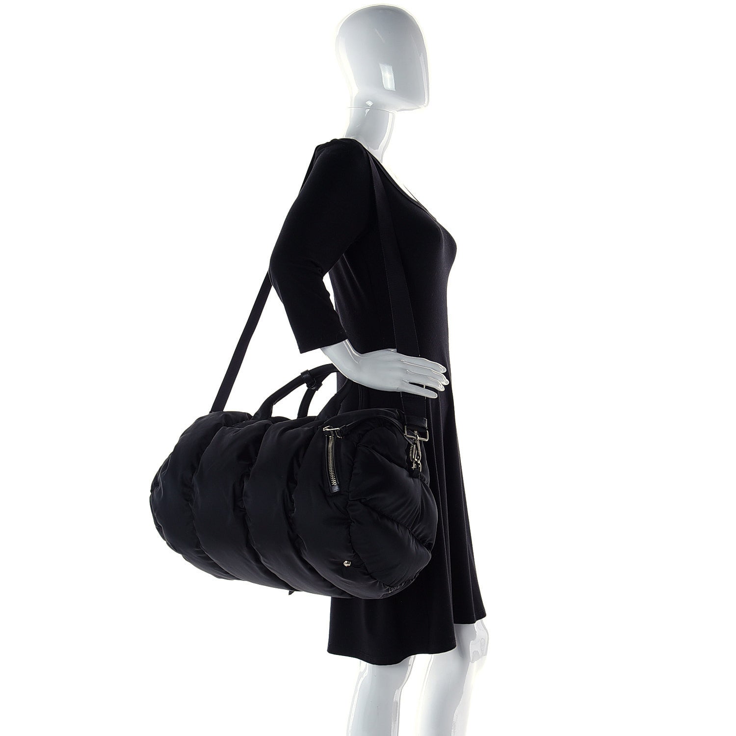 Prada Tessuto Nylon Bomber Duffle Black 4 of 10
