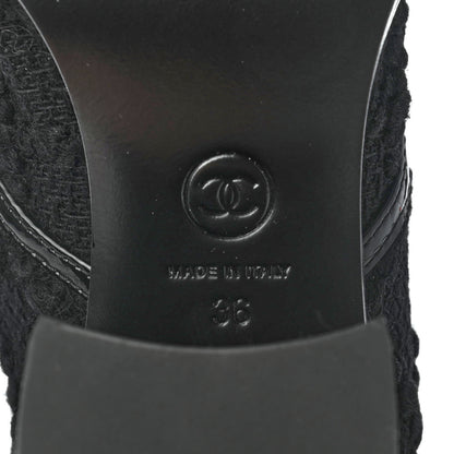 Chanel Tweed Patent Calfskin Lace Up Short Boots 36 Black 7 of 10
