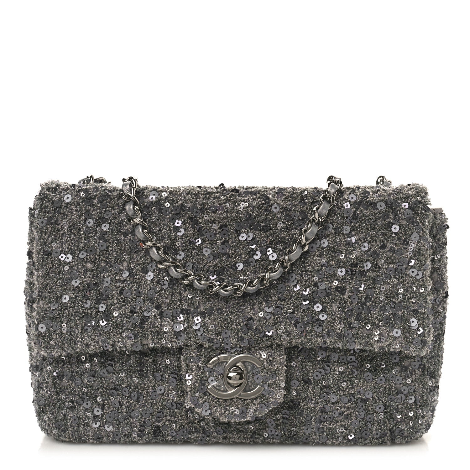 Chanel Sequin Small Single Flap Silver 1 of 9