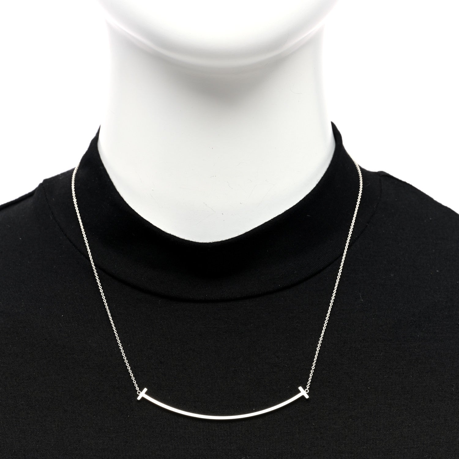 Tiffany Sterling Silver Large T Smile Pendant Necklace 2 of 4